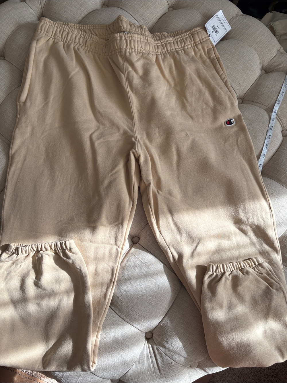 Champion Tan Fleece Sweatpants with Embroidered C Logo
